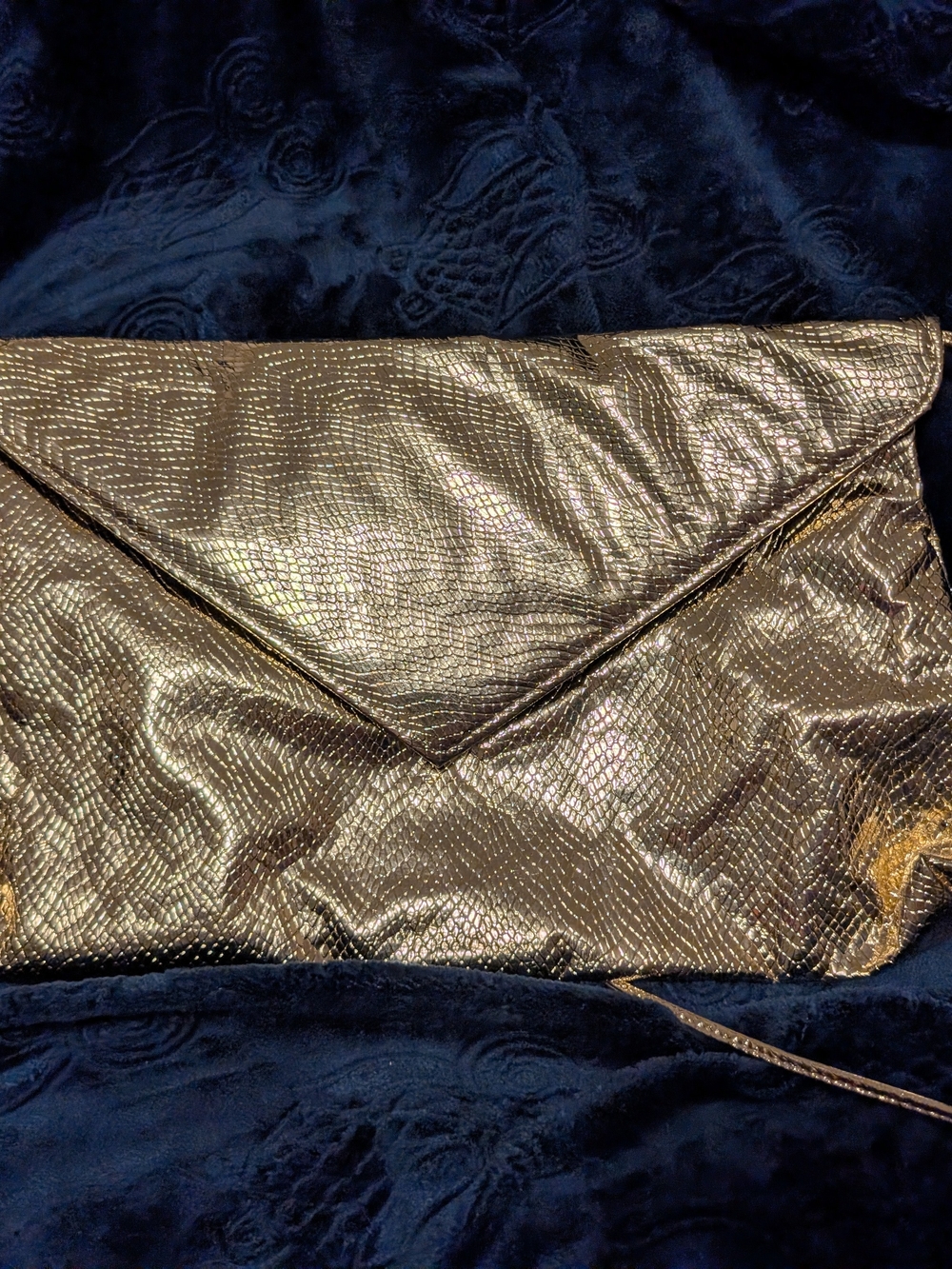 Metallic Gold Envelope Clutch Handbag - Women Bags